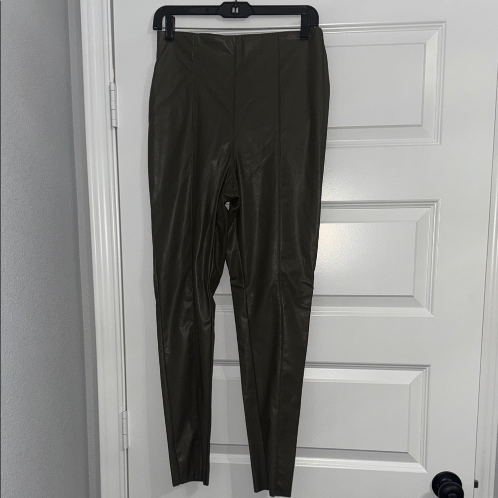 H&M Dark Olive Faux Leather Pants
